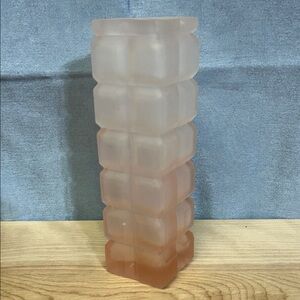 Vintage pink Frosted Glass Cube Vase
